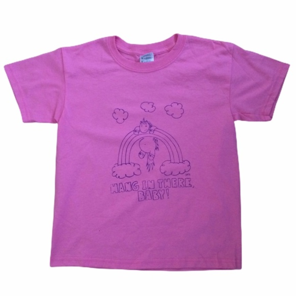 Unicorn “Hang In There Baby” Pink Tee - Youth M